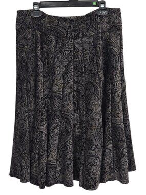 Silk Blend Paisley Midi Skirt A Line Flared Heavy Lined Flowy Boho Whimsigoth 14